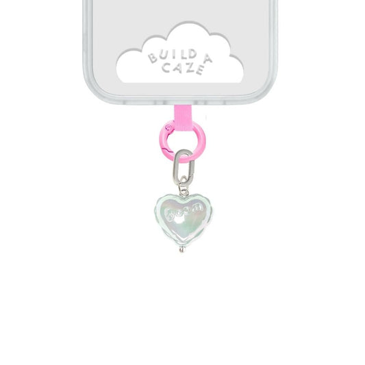 White iridescent heart cell phone charm cute phone charms for women Build A Caze