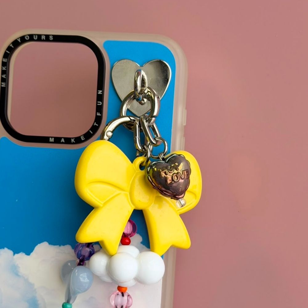 Iridescent iridescent heart phone charm phone charms that clip on case Build A Caze