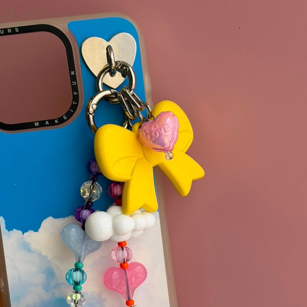 Pink iridescent heart phone charm phone charms that clip on case Build A Caze