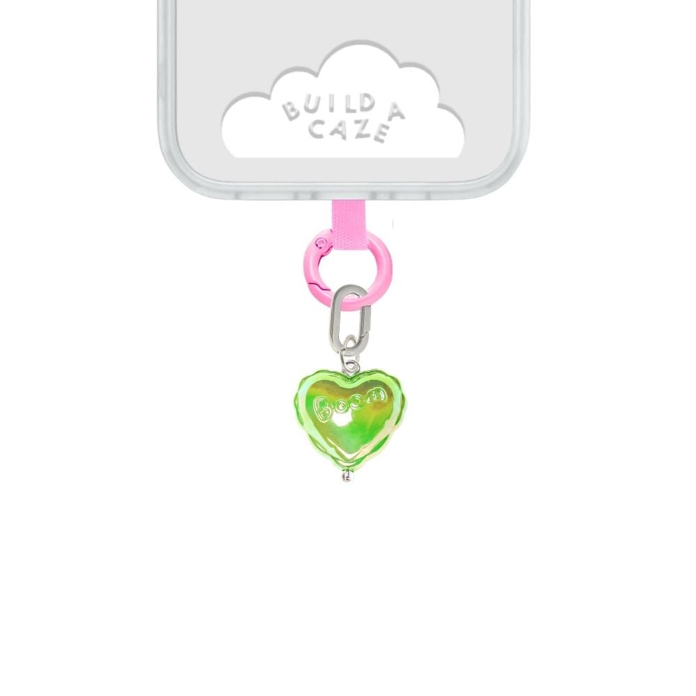 Green iridescent heart cell phone charm cute phone charms for women Build A Caze
