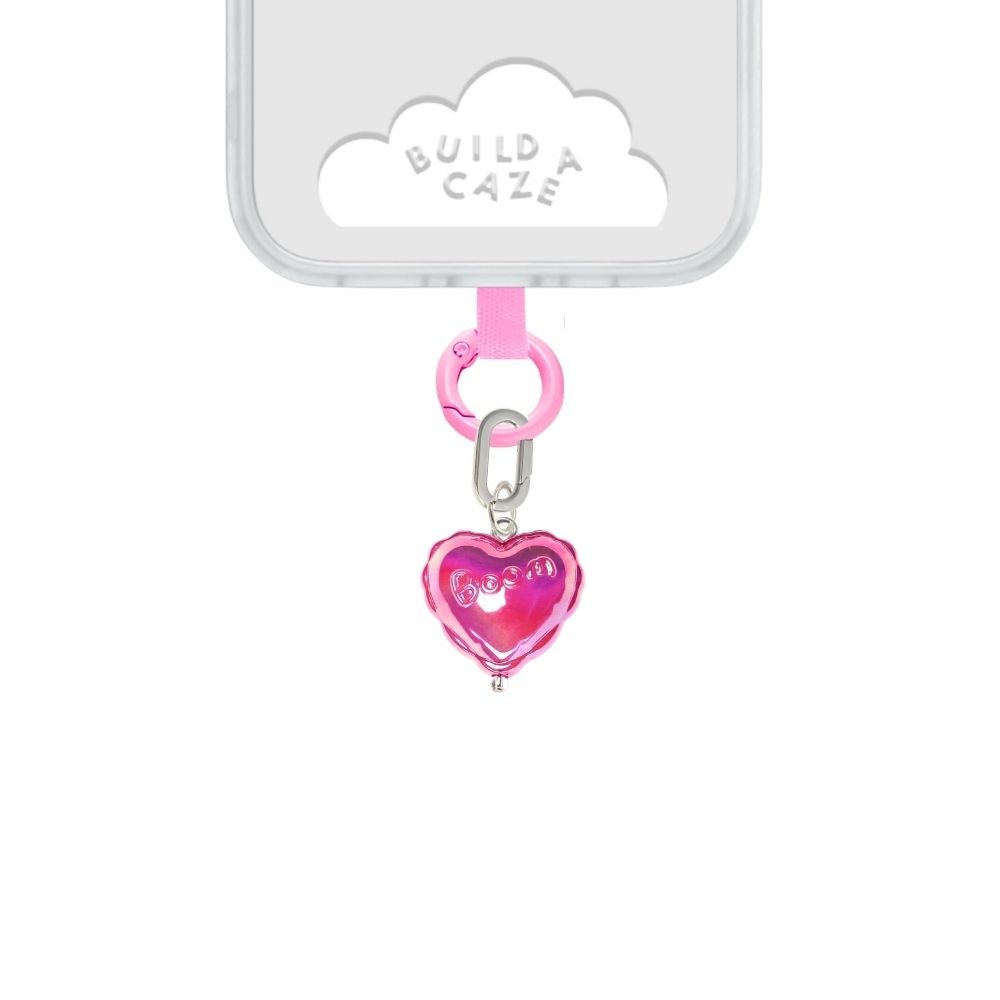 Magenta iridescent heart cell phone charm cute phone charms for women Build A Caze