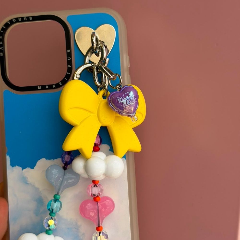 Purple iridescent heart phone charm phone charms that clip on case Build A Caze