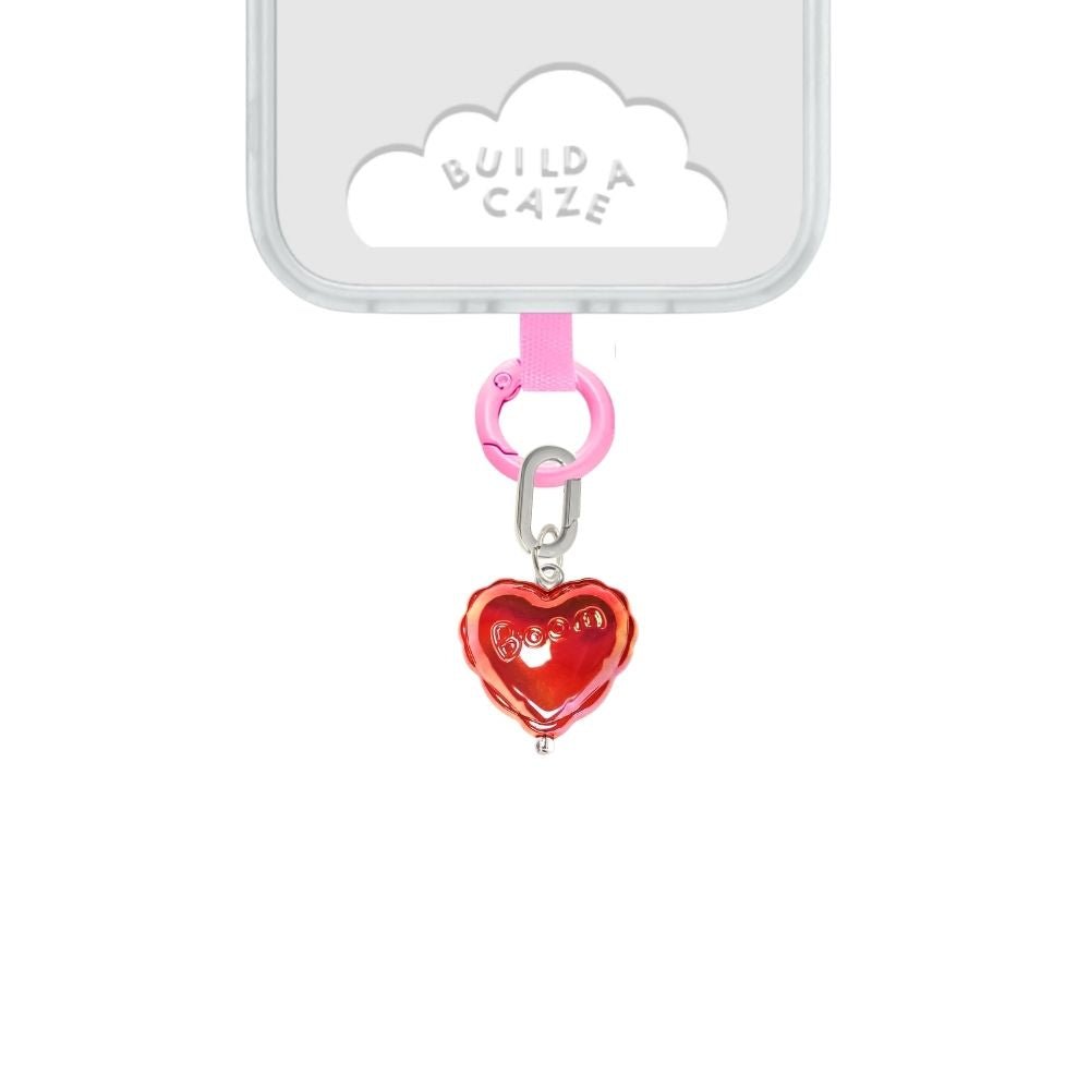 Red iridescent heart cell phone charm cute phone charms for women Build A Caze