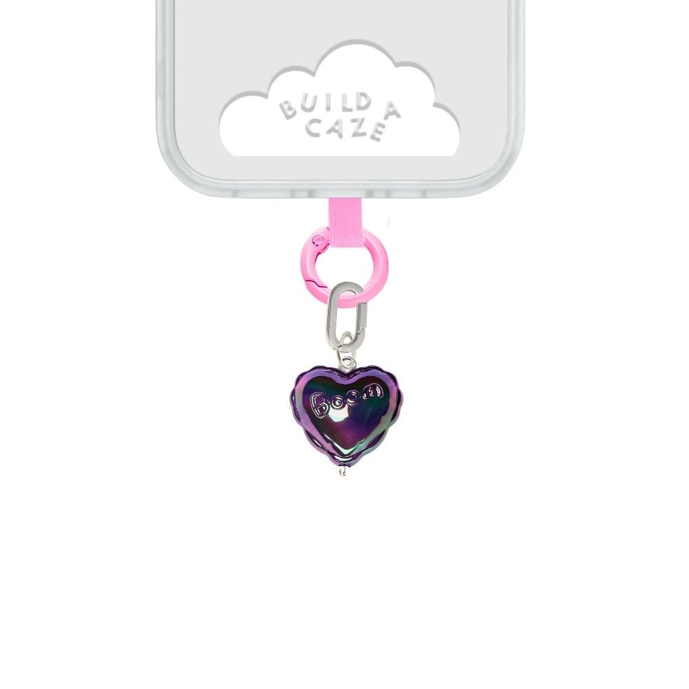 Iridescent iridescent heart cell phone charm cute phone charms for women Build A Caze