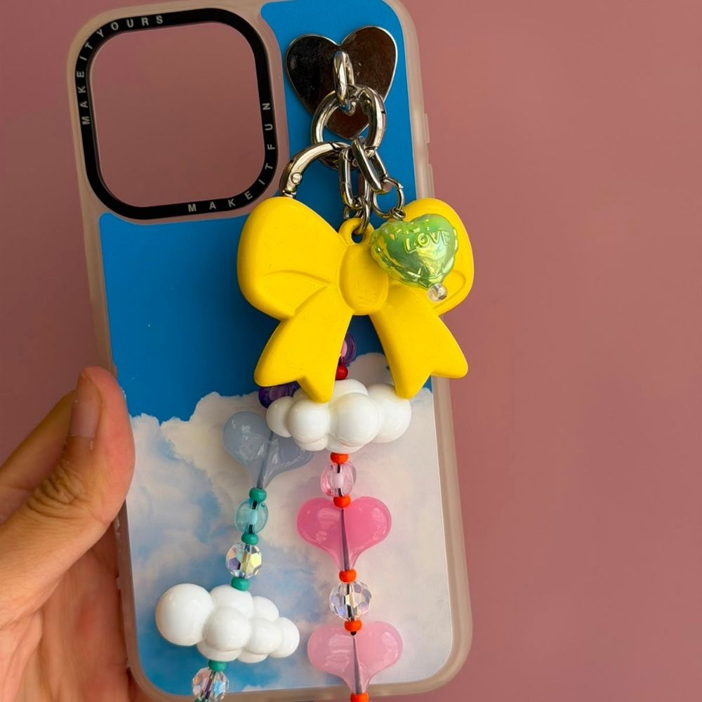 Green iridescent heart phone charm phone charms that clip on case Build A Caze