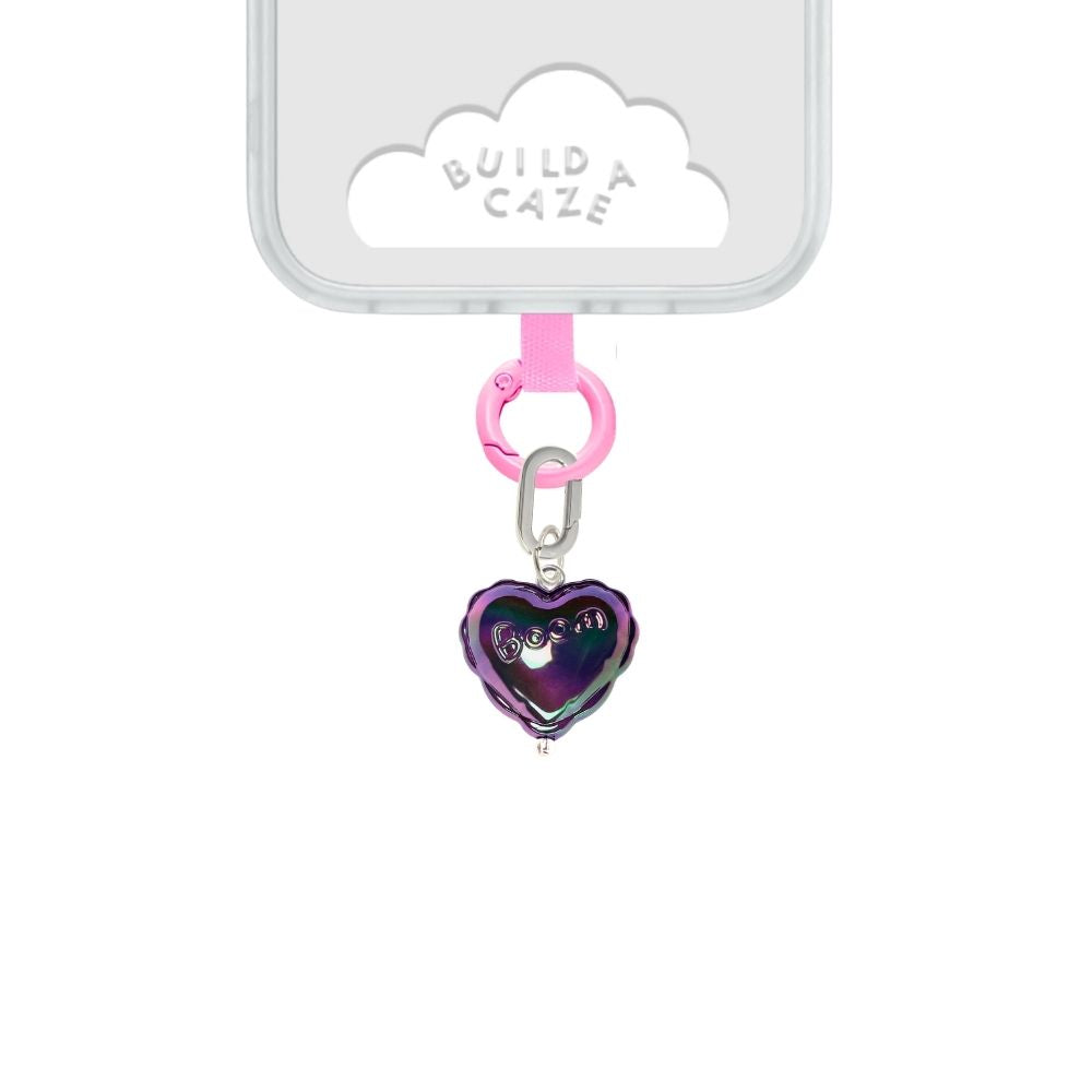Iridescent iridescent heart cell phone charm cute phone charms for women Build A Caze