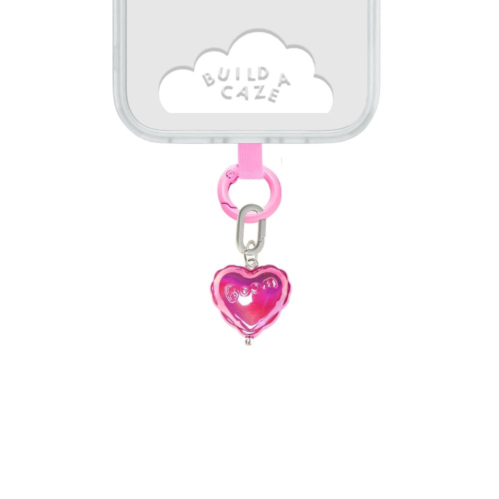 Magenta iridescent heart cell phone charm cute phone charms for women Build A Caze
