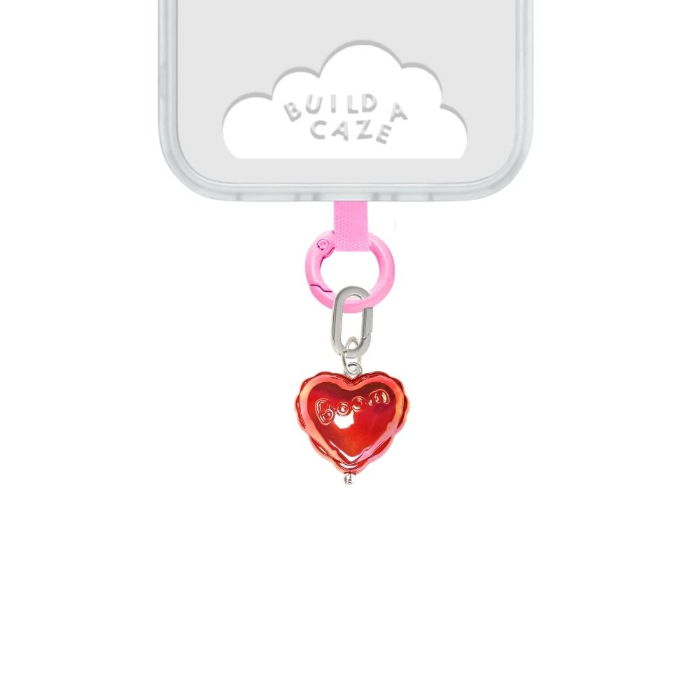 Red iridescent heart cell phone charm cute phone charms for women Build A Caze
