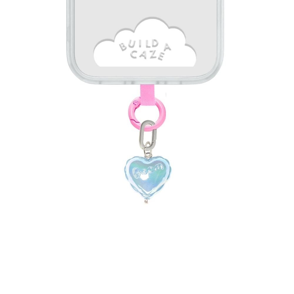Sky blue iridescent heart cell phone charm cute phone charms for women Build A Caze