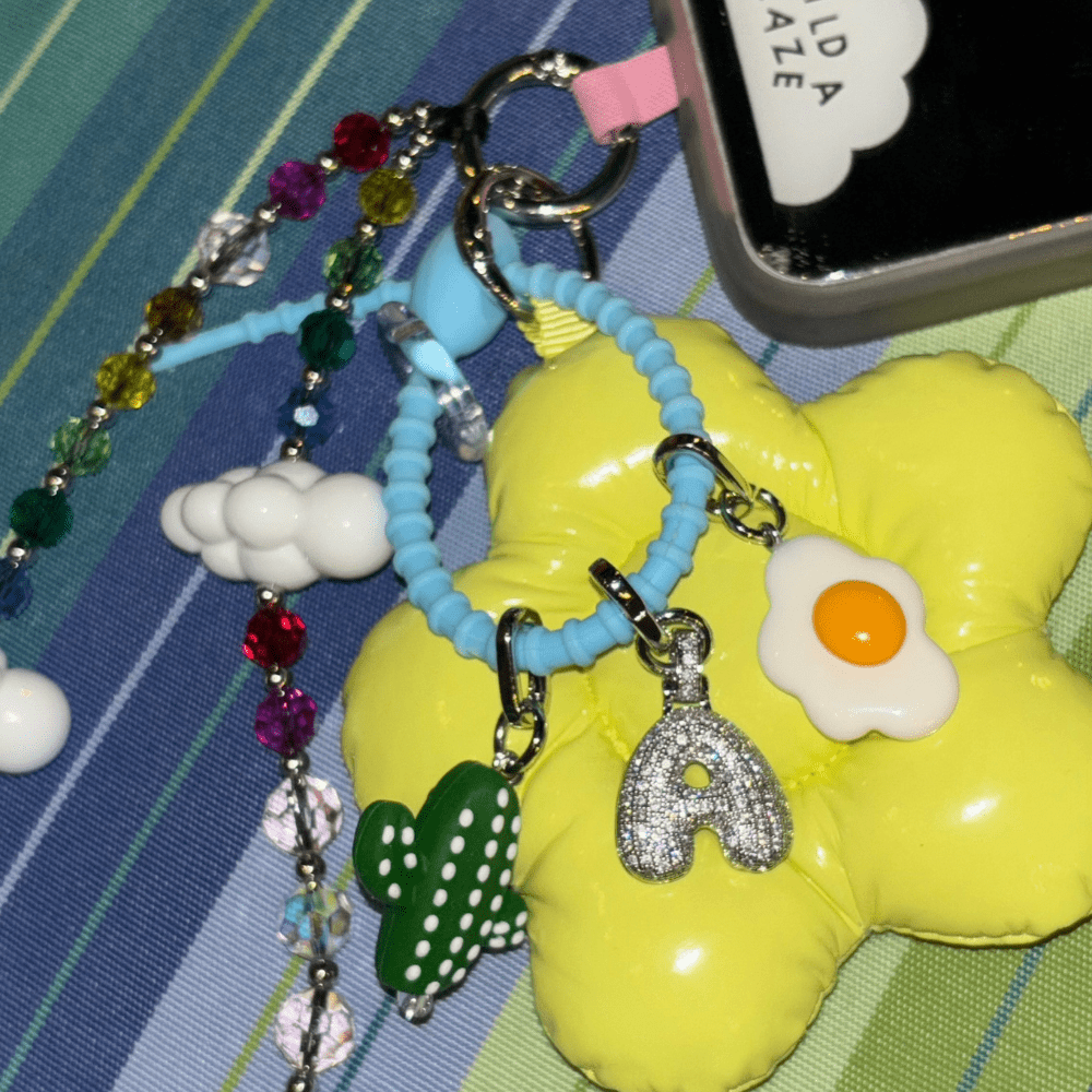 Yellow Flower Power Puffy Keychain