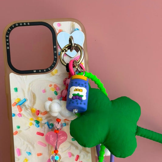 Blue jam jar phone charm phone charms that clip on case colorful phone accessories Build A Caze